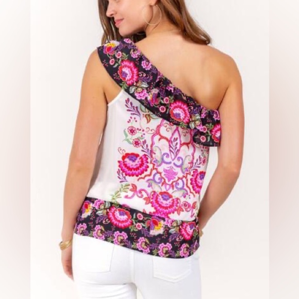 Francesca’s One Shoulder Floral Ruffle Top - Picture 2 of 16